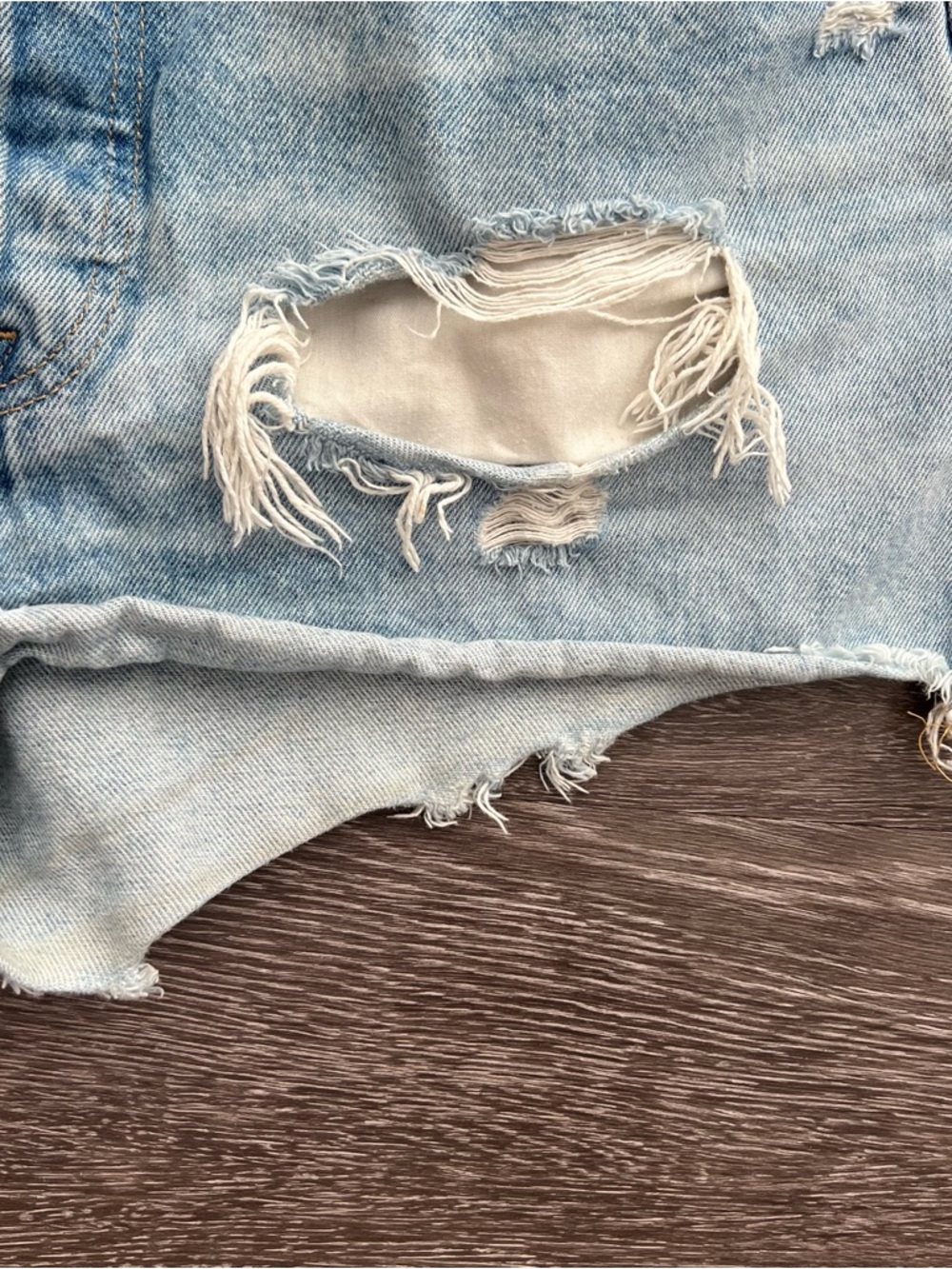 Levi’s Premium 501 Original High Rise Distressed Cutoff Big E Denim Shorts - Picture 5 of 14